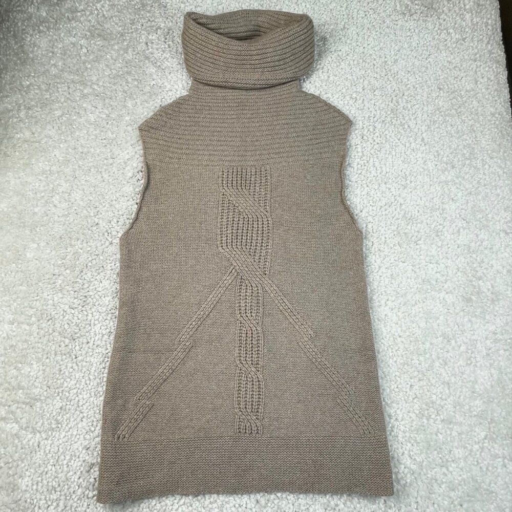Autumn Cashmere Sleeveless Turtleneck Sweater Dress Taupe Brown Womens XS